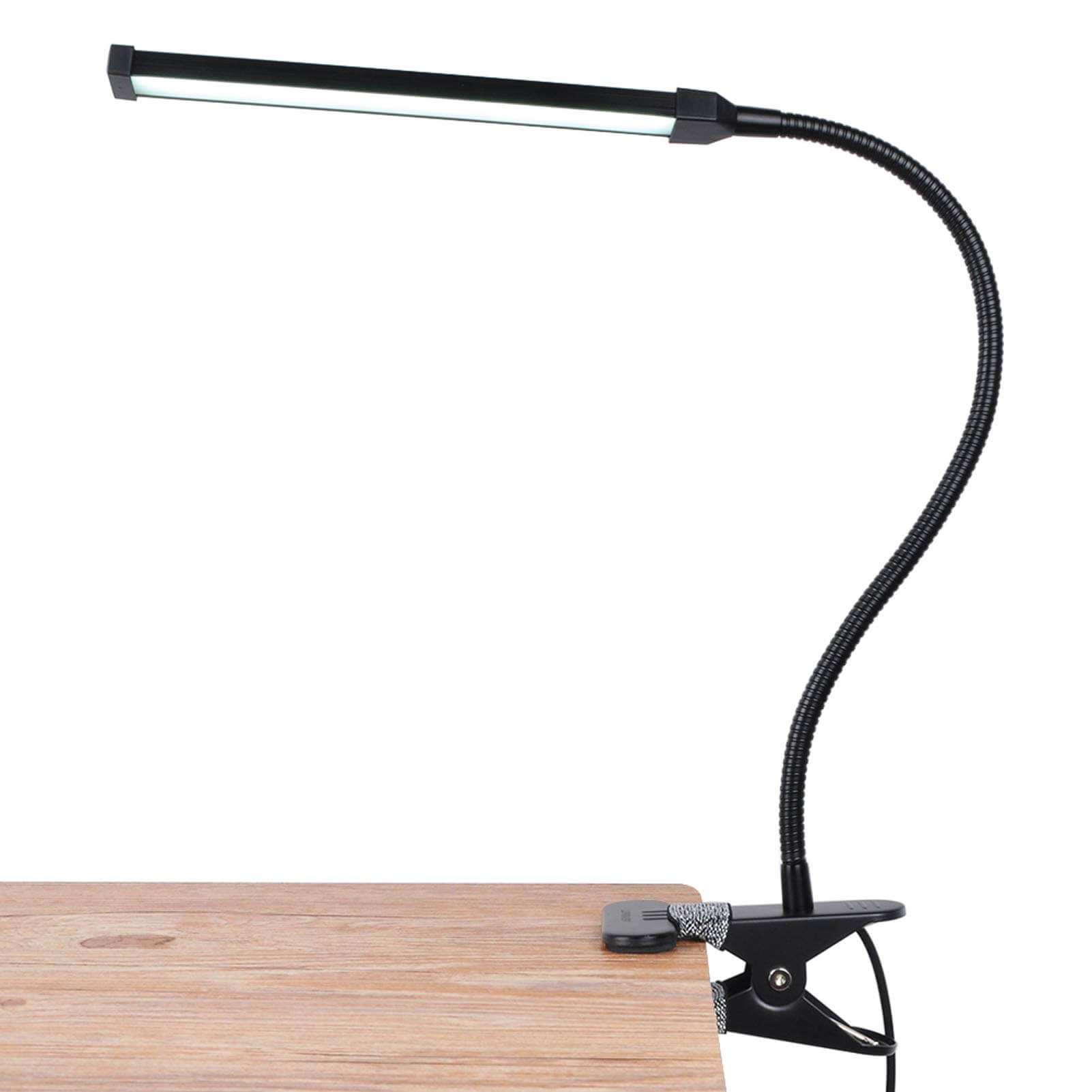 LED Clip on Reading Light Long Bar USB Charging Gooseneck Adjustable