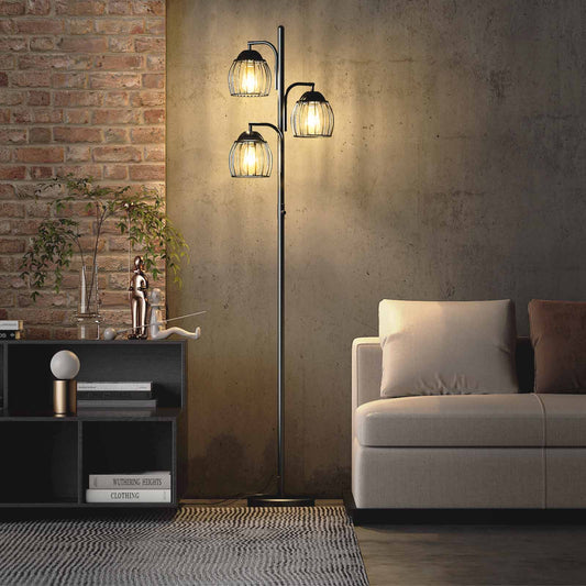 Lepower-tec Industrial Tree Floor Lamp with Dimmer & Edison Bulb