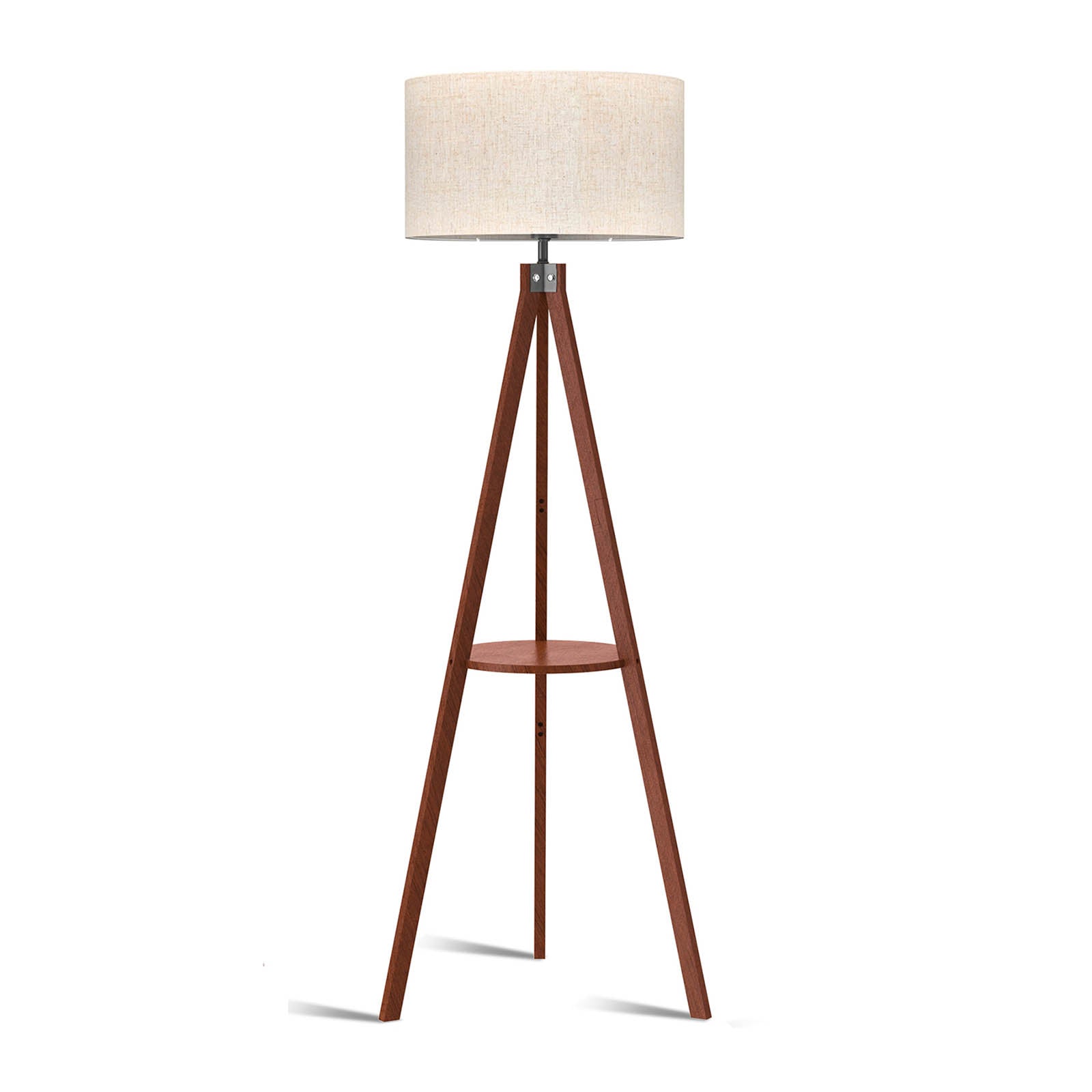 Lepower-tec Wooden Tripod Floor Lamp with Shelf