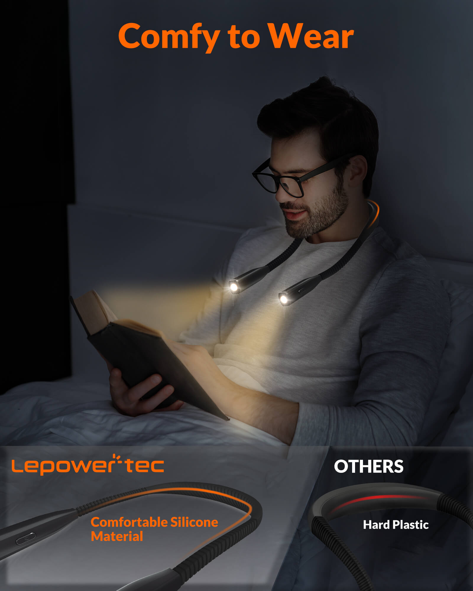 OUTXE Hands-Free Reading Light Around Neck 2000mAh
