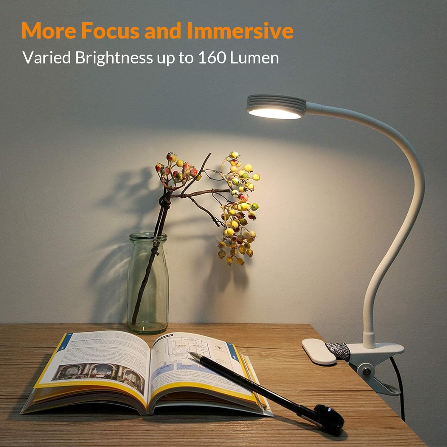 Lepower-tec Flexible Clip On Desk Light with USB Charging