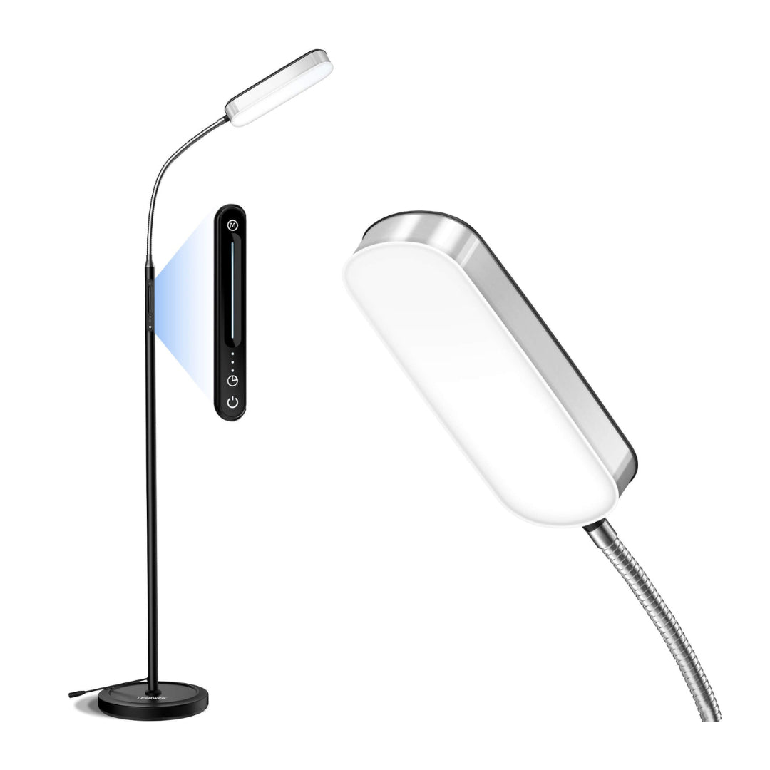 Lepower-tec Flexible Gooseneck LED Floor Lamp Dimmable Eye-caring for Task Lighting