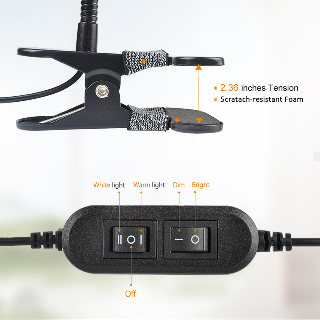 Lepower-tec Flexible Clip On Desk Light with USB Charging