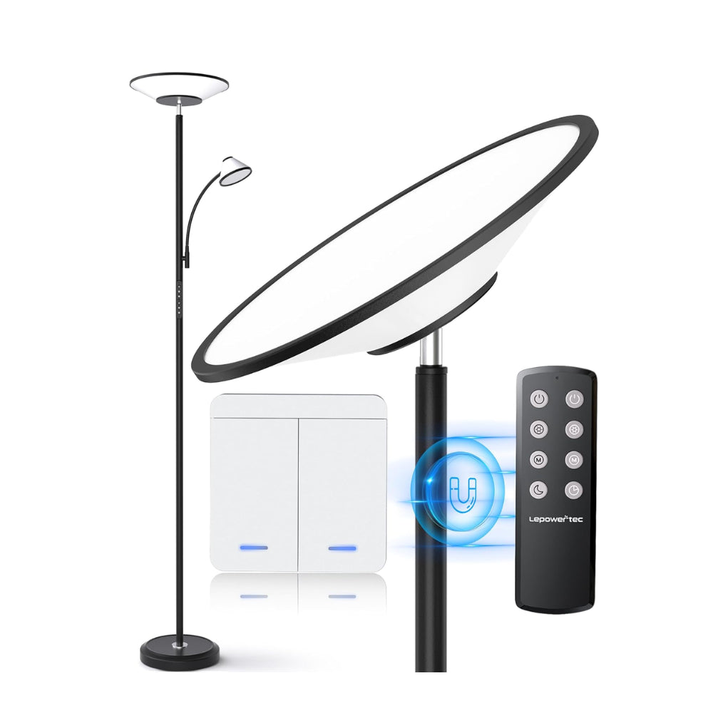 Lepower-tec Torchiere Standing Lamp with Wall Switch and Remote