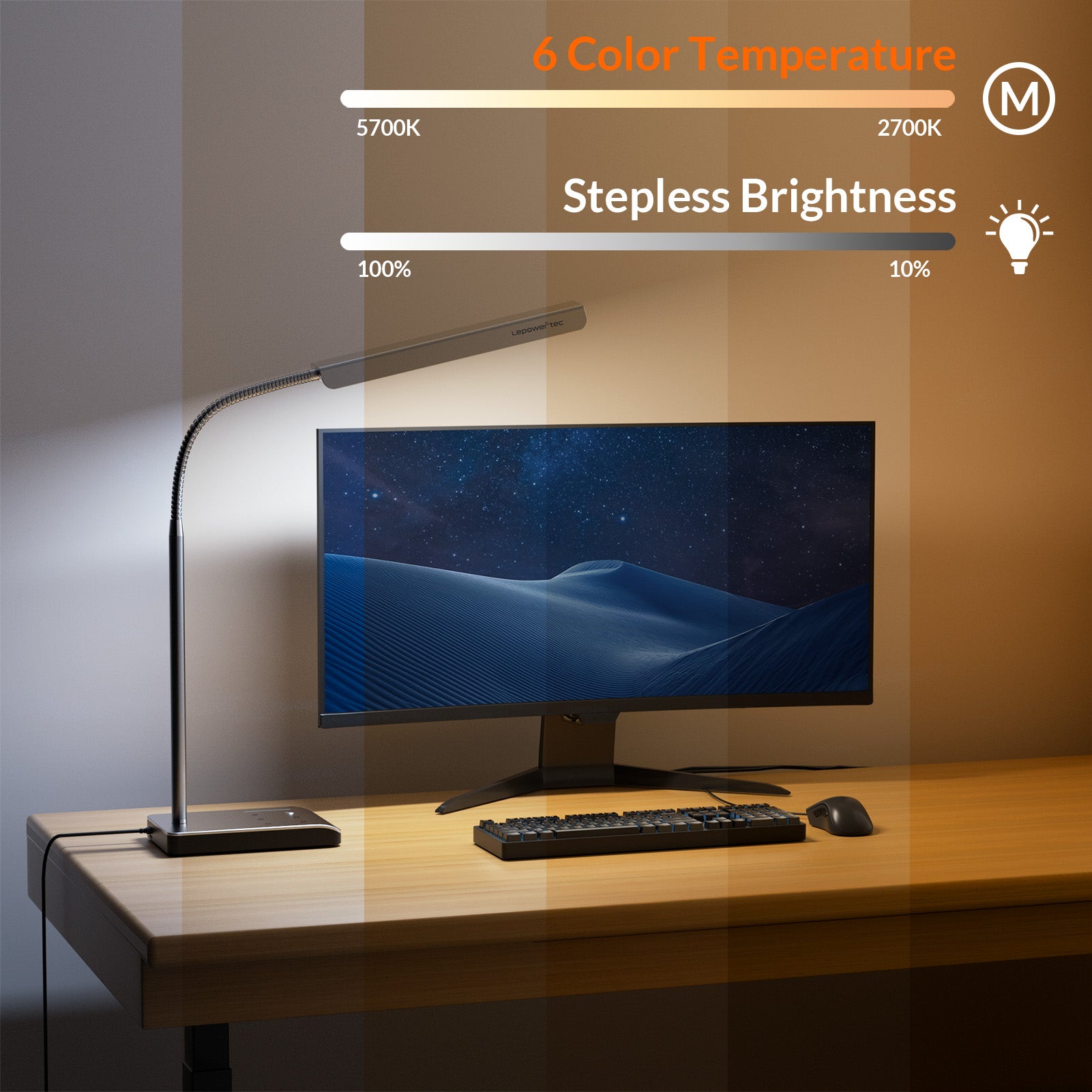 Lepower-tec 12W LED Reading Desk Lamp, with 60 Lighting Modes