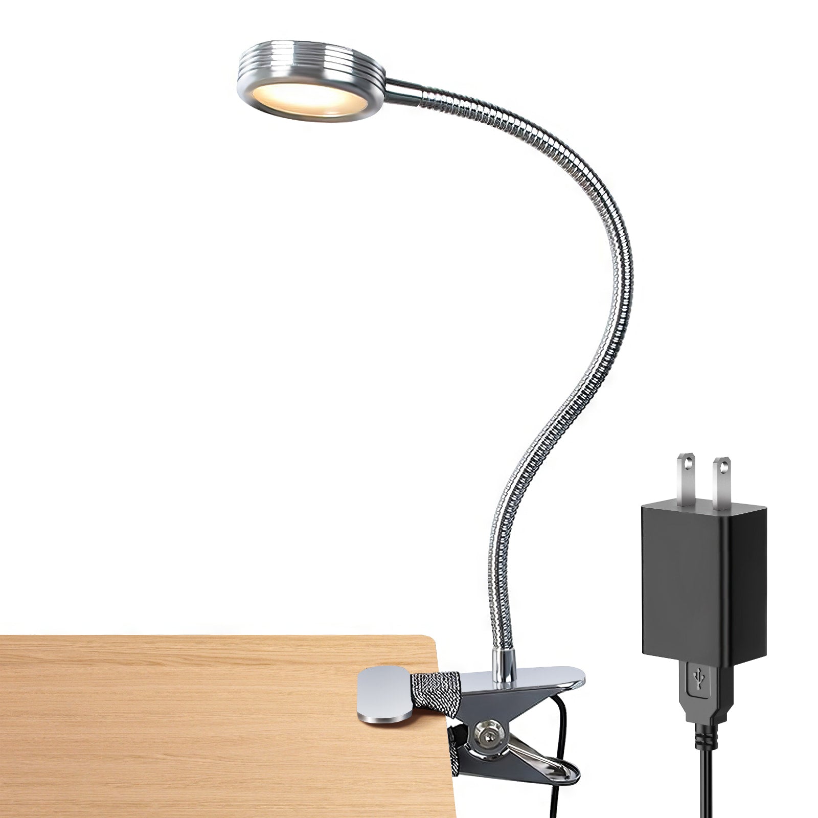 Lepower-tec Flexible Clip On Desk Light with USB Charging