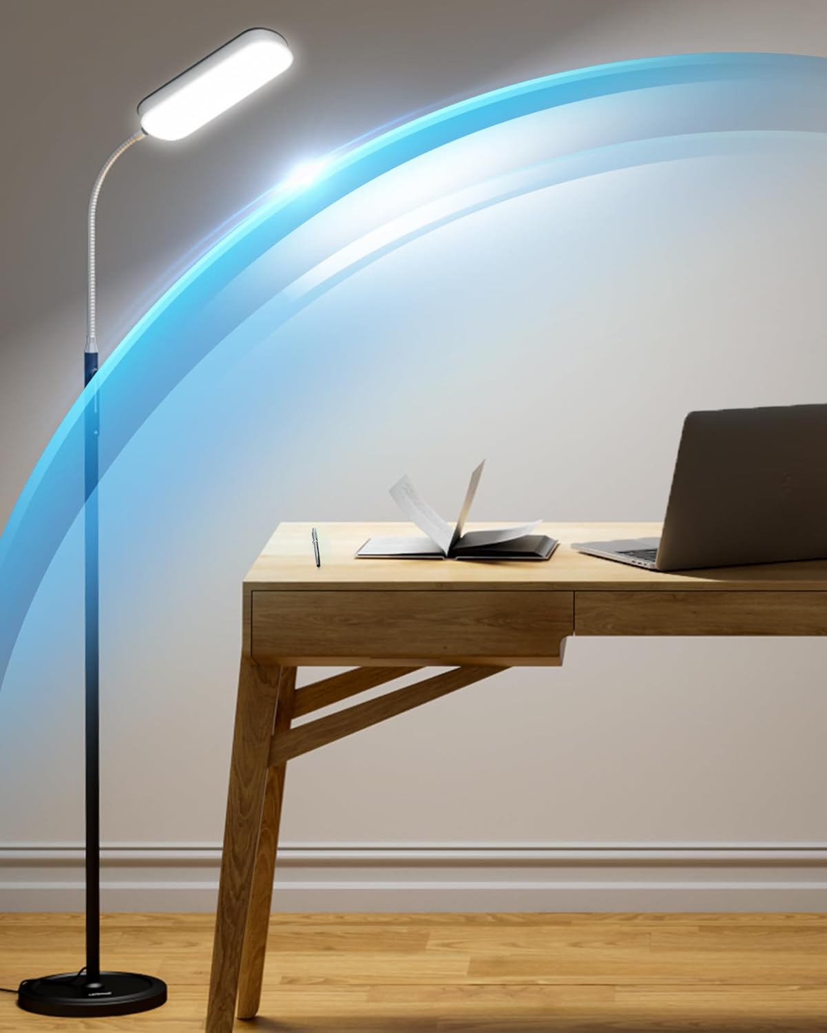 Lepower-tec Flexible Gooseneck LED Floor Lamp Dimmable Eye-caring for Task Lighting