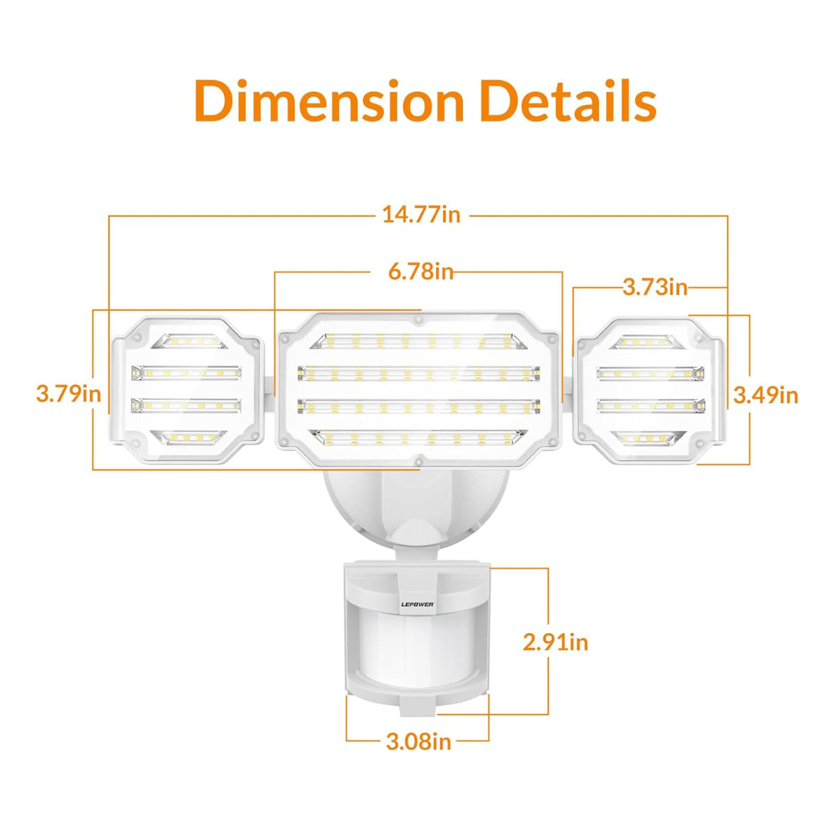 Lepower-tec 48W Motion Detection Security Lights Adjustable 5200lm