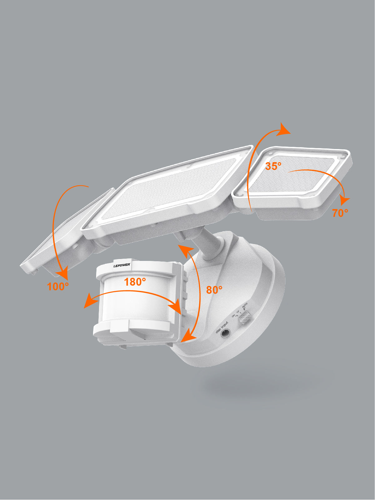 Solar Motion Sensor Security Light w/ 3 Heads 1600LM