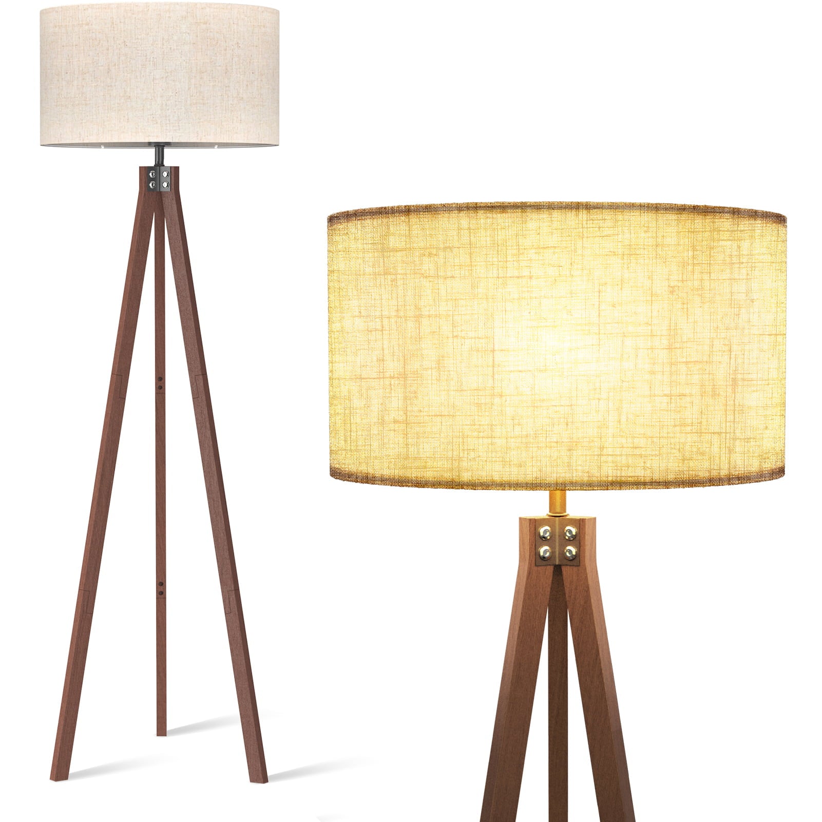 Lepower-tec Wooden Tripod Floor Lamp with 3 Leg