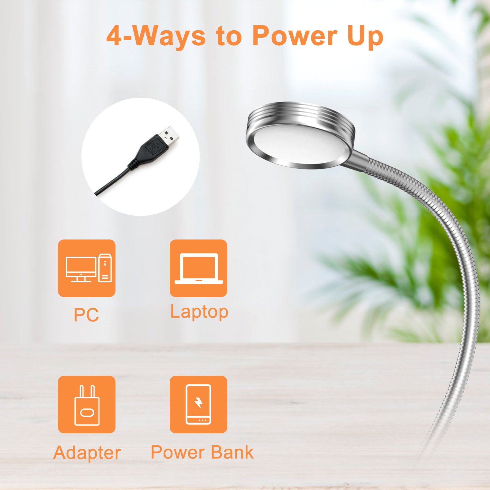 Lepower-tec Flexible Clip On Desk Light with USB Charging