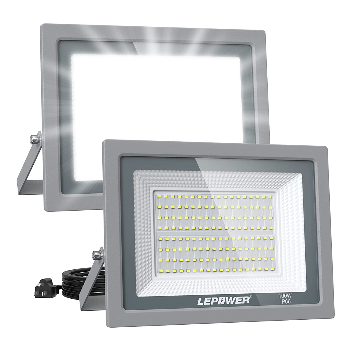 50W 100W LED Flood Lights Outdoor with Plug Switch 2 Pack