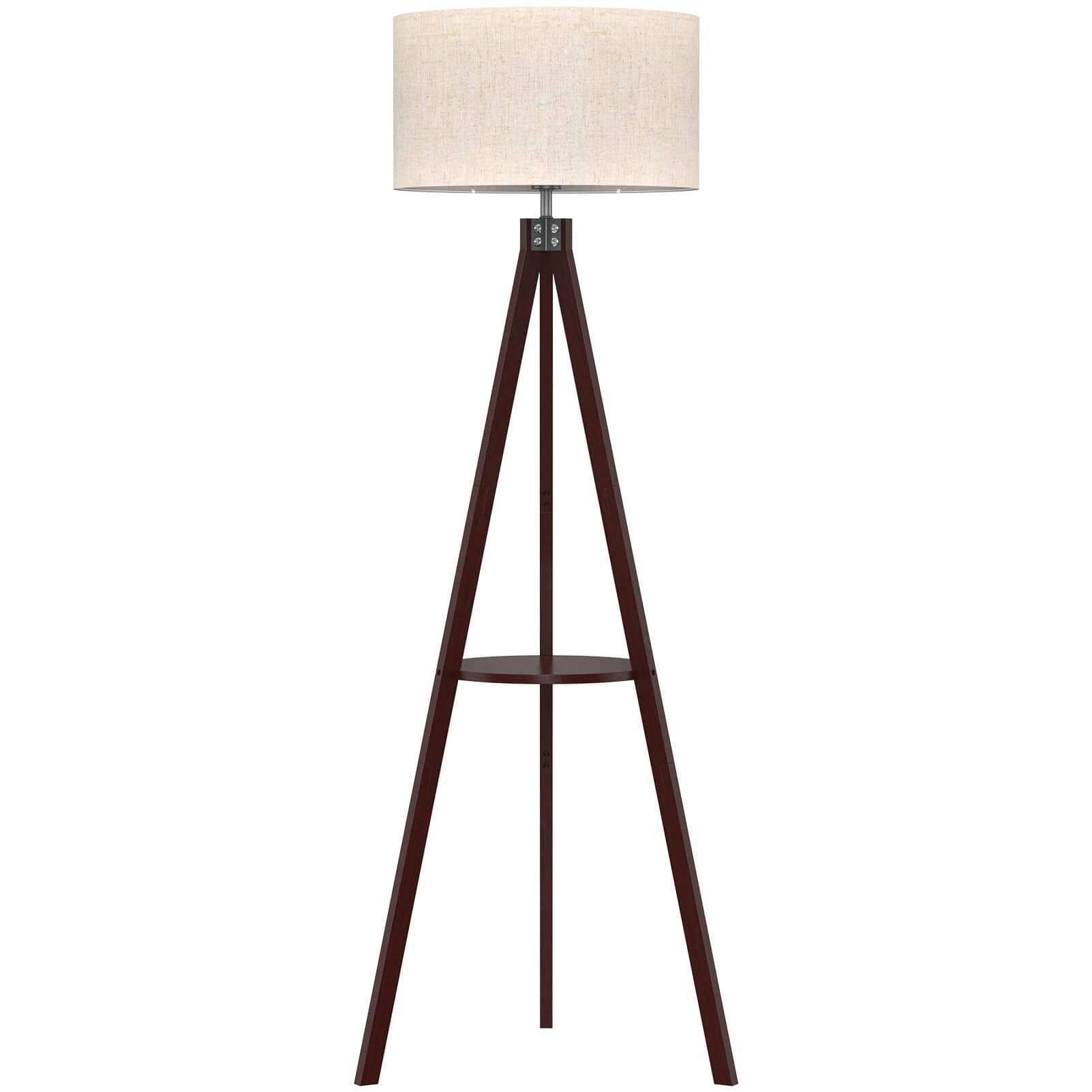 Tripod lamp with clearance shelf